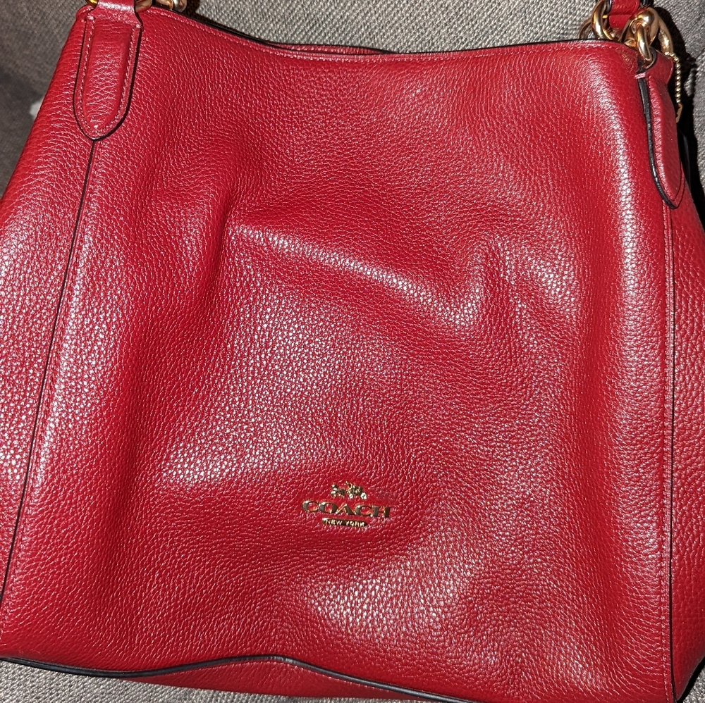 Authentic Red soft leather Coach purse